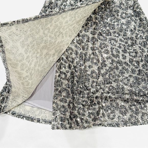 NWT HEARTLOOM Rue Spaghetti Strap Silver Sequin Leopard Dress - Picture 2 of 10